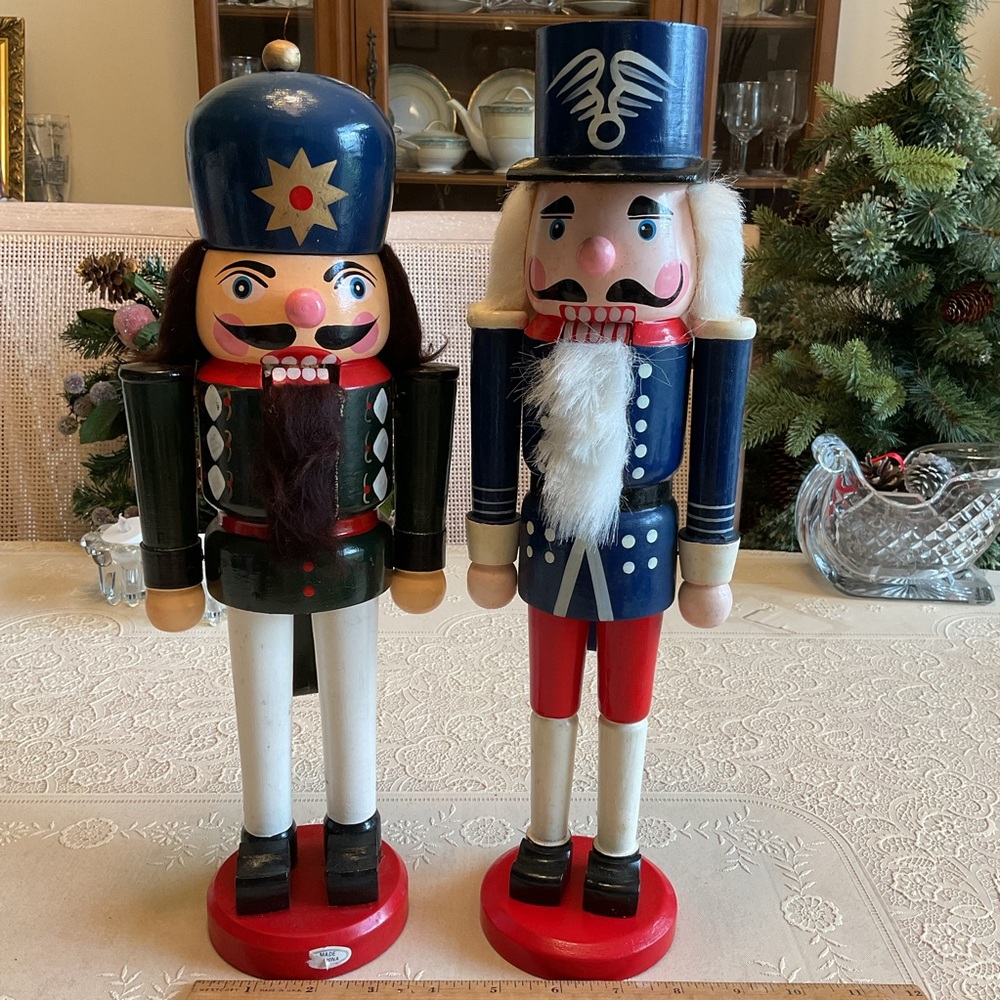 Nutcracker Soldiers 15" Wood Vtg 80-90’s Lot Of 2